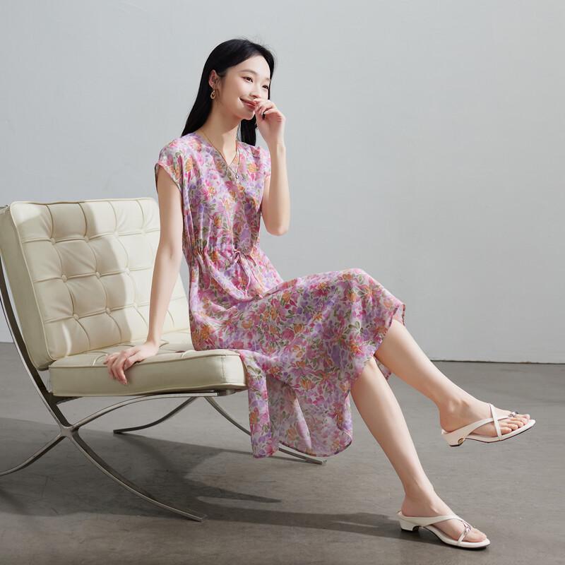 SOFSIL 2026 Summer French Floral V-Neck Midi Dress