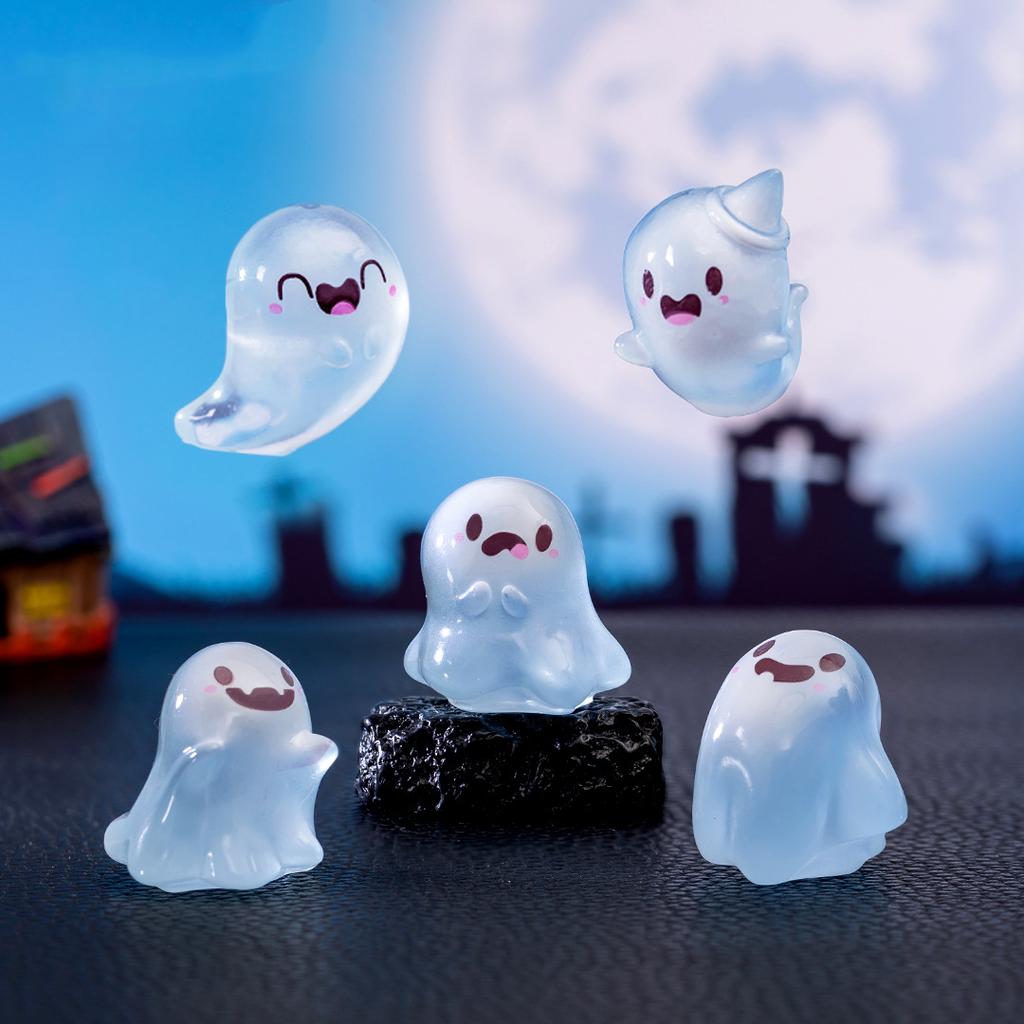 Creative Cute Luminous Halloween Ghost Doll Decorations Desktop Mini Figures Garden Micro Landscape Flower Potted Ornaments