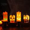 Flameless Halloween Decoration Lights LED Candle, Spooky Skull Pumpkin Fake Pillar Candles, Battery Reusable Holiday Party Supplies Operated
