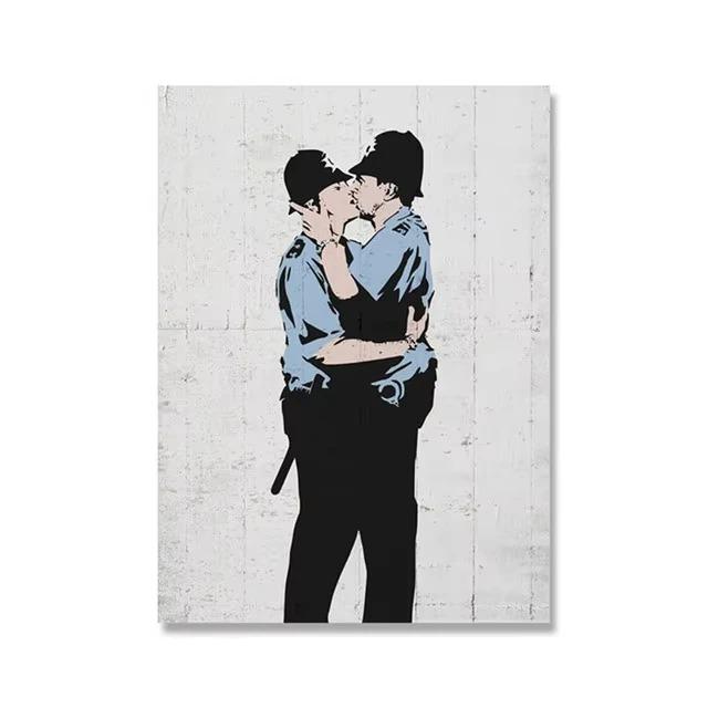 Graffiti Artwork Canvas Painting Prints Wall Art Pictures Girl with Red Balloon Black White Posters Nordic Home Decor