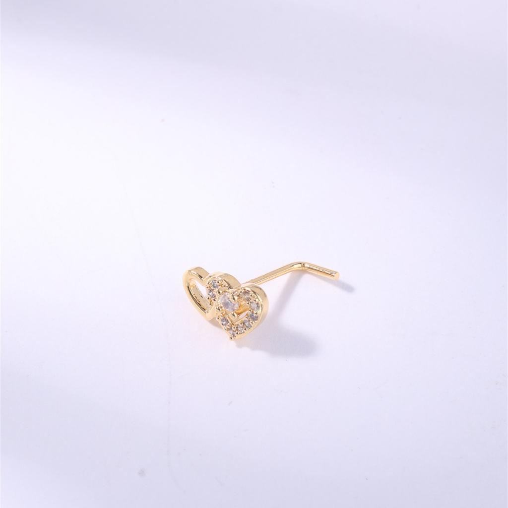 Větrný L Rod Piercing do nosu Kroužek do nosu Plný diamant Srdce Lásky Mikro Zirkon Piercing do nosu Přívěsek Šperky