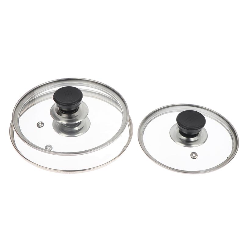 Visible Pot Cover Tempered Glass Pot Lid Stainless Steel Rimmed Pan Lid Spill Shatter-Proof Round Chef Glass Cover