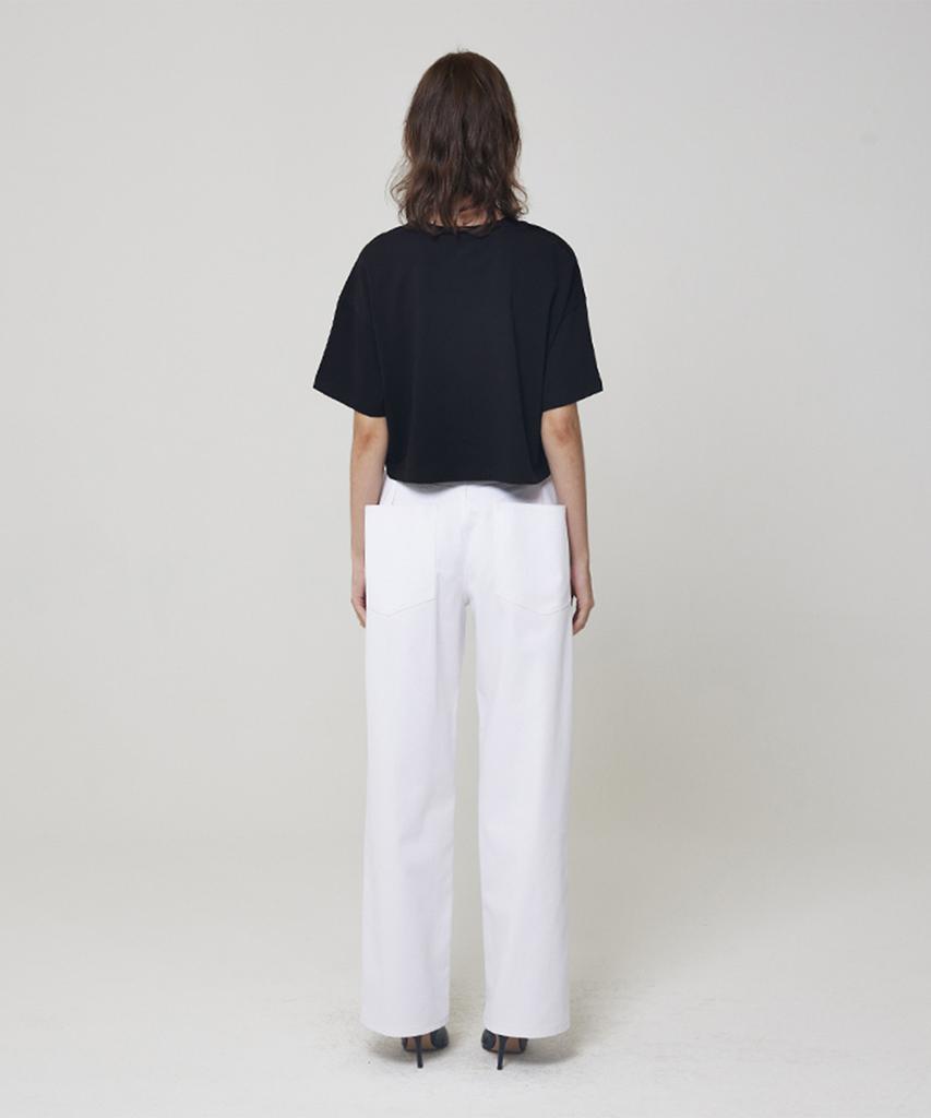 Meuameu Pin Tuck Wide Denim Pants