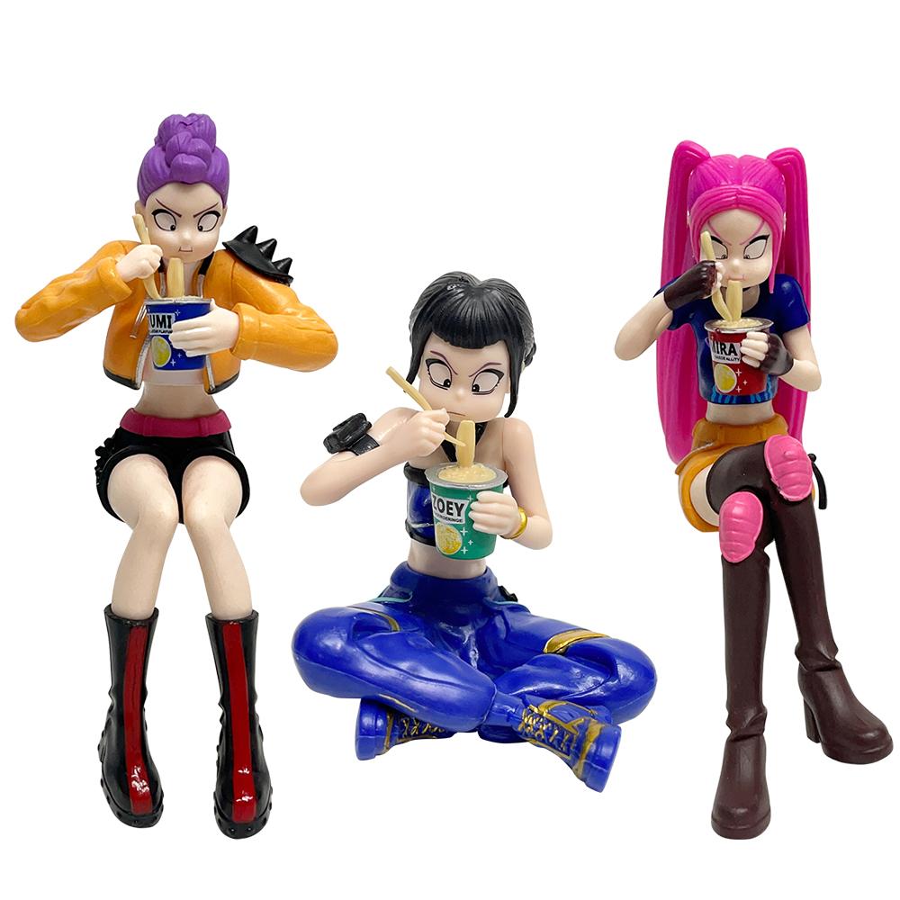 NEU Kpop Teufelsjäger Rumi Zoe Mira Anime Nudeln essen Serie Charakter Sammlung Schreibtisch Schmuckstücke Kinder Neujahrsgeschenke