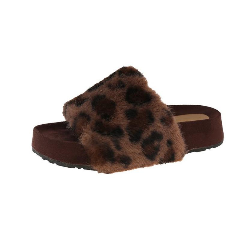 Fashion Winter Women’s Fur Slippers Indoor Furry Fuzzy Shoes Home Cozy Warm Slides Women Flip Flops Soft Sole Tongs Femme Claquette Luxe