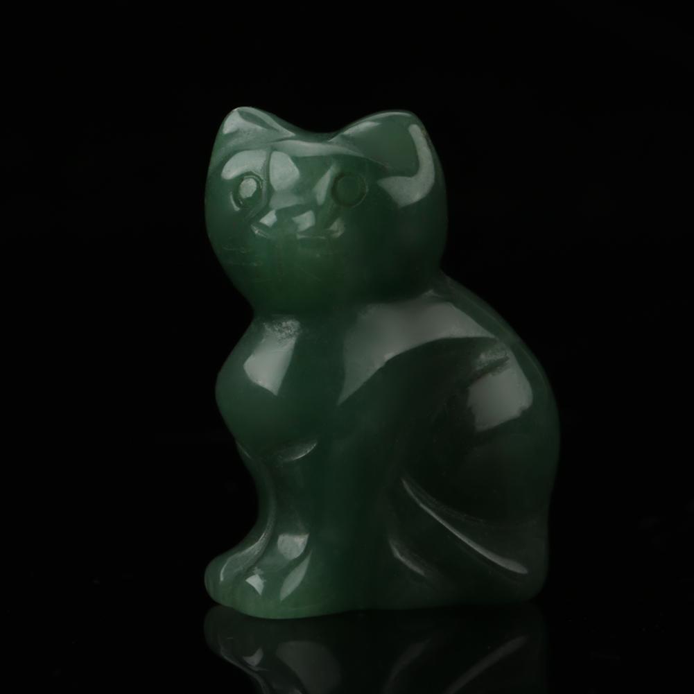 1.5IN Colorful Natural Green Aventurine Handmade Carving Lucky Cat Shape Stone