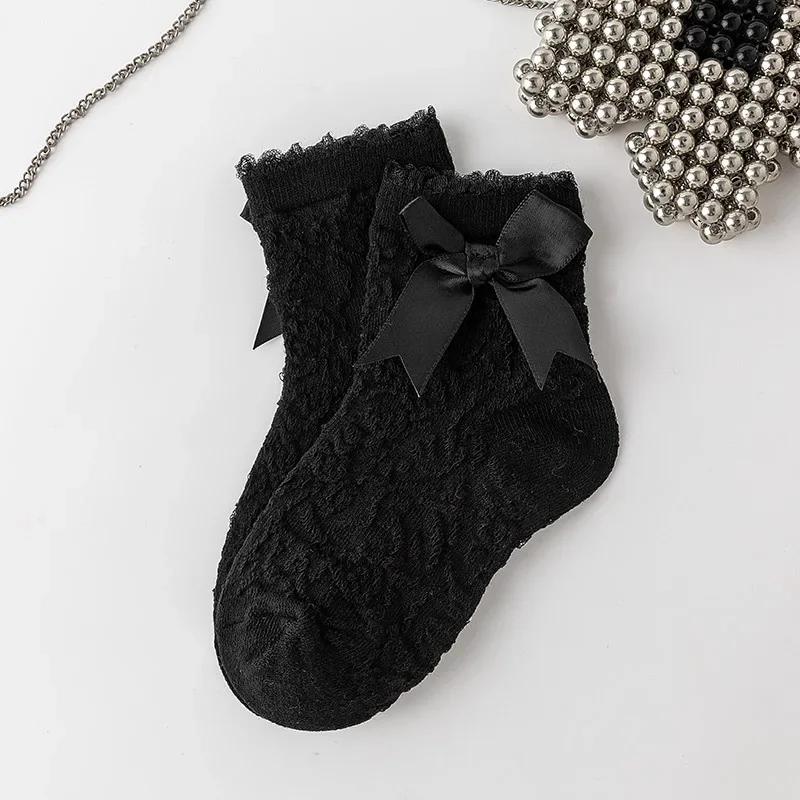 Girl Frilly Socks Lace JK Calf Sock for Kids Sweet Princess Ruffle White Black Color Sock for Children Spring Summer Clothing
