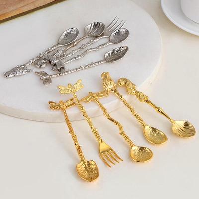 1Pcs Elegant Retro Metal Coffee Spoon Royal Flatware for Family Hotel Dessert Everyday Use