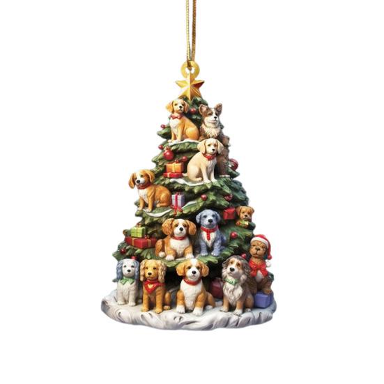 Christmas Tree Pendant Acrylic Tree Shape Book Cucumber Ornament Xmas Tree Hanging Decoration for Indoor Outdoor Winter Decor