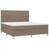 Exclusive House - Slatted Bed Base and Mattress and LED Taupe 180x200cm Fabric