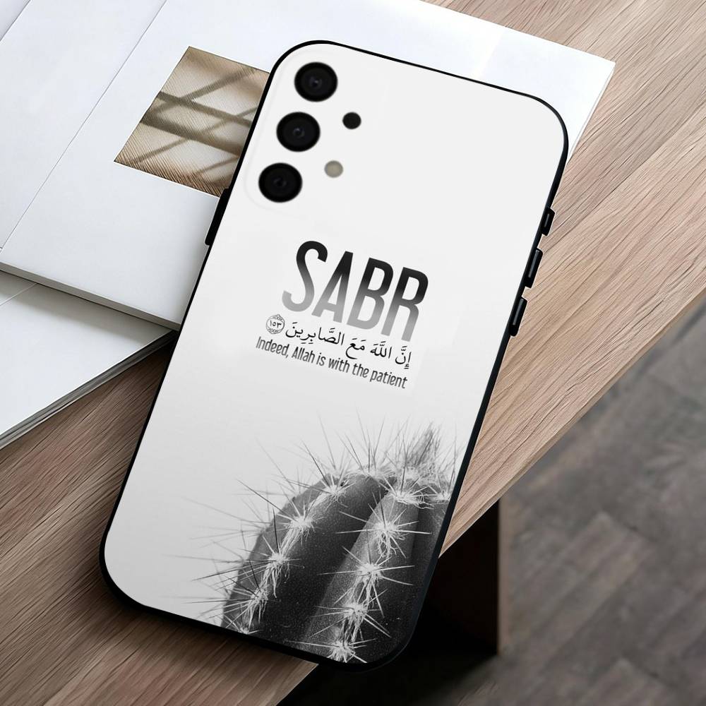 Q-Quran Sabr Islam Patience COOL Phone Case For Samsung Galaxy A73,A72,A71,A70,A53,A52,A51,Others Soft Black Cover