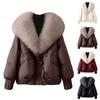 Women's Solid Color Fashionable Thick Warm Temperament Cotton Jacket With Large Collar Cotton Coat Jacket
