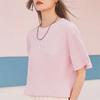Li Ning SS22 Sakura Serie Einfarbig Rundhals Lässig Kurzarm T-Shirt Unisex Oberteile Hellrosa AHSS917-2