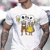 Skelett Paar Bier trinkend Print T-Shirts Bierliebhaber Essentielle Sommerkleidung Schädel Prost Biere Print Mode Herren T-Shirt