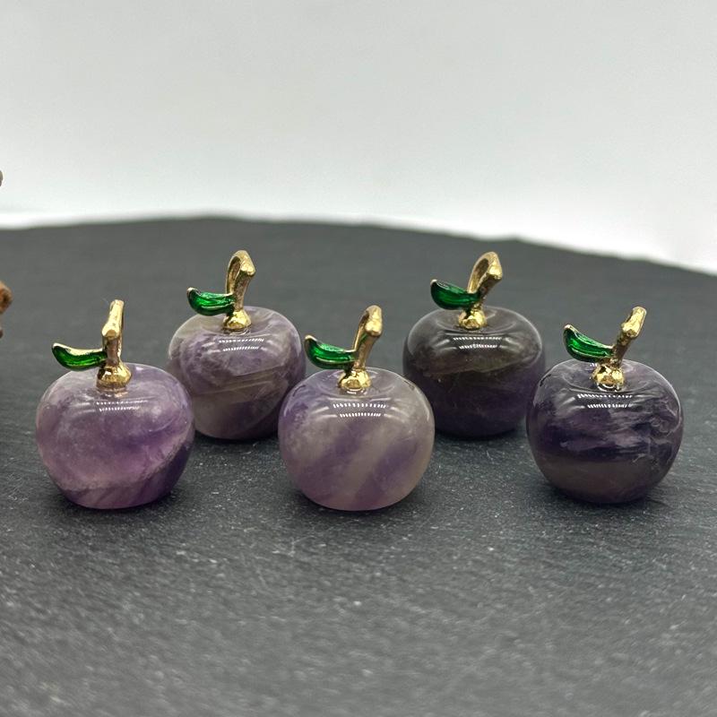 Apple Pendant Natural Stone Crystal Agate Amethyst Rose Quartz DIY Necklace Earrings Accessories