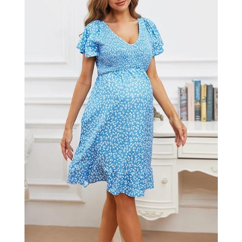 Women's Summer Pregnant Women's V-neck Dress Loose Comfortable Casual Dresses