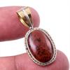 Natural Mahogany Obsidian Gemstone 925 Solid Silver Two Tone Pendant 1.25'' B1o61
