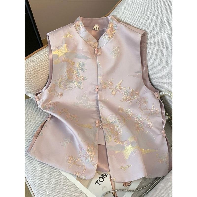 Vest Antique Vest Women's Spring and Autumn Retro Improved Fashion New Top Vest