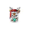 Christmas Charm Bead Charms Bead copper CZ Zircon Pendants Safety Chain Compatible With Bangle Authentic Bracelets Do It Yourself Jewellery Gift