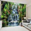 Custom Natural Forest Landscape Window Curtains, Waterfall Curtains for Living Room, Kitchen, Bedroom Decorative Treatments