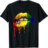 LGBTQ Dripping Rainbow Lips Grafisk T-shirt Pride Månad Gay Pride Casual T-shirt