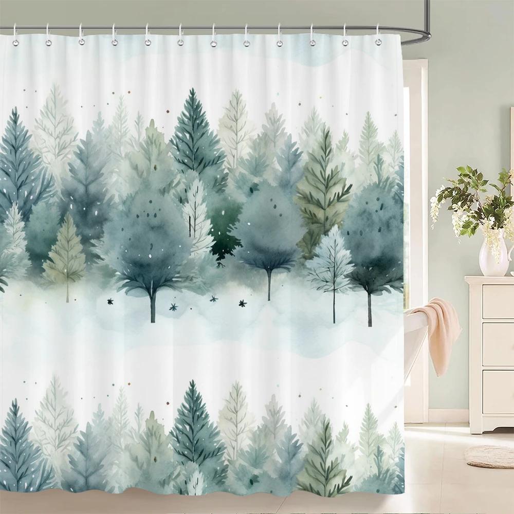 1 pack Modern green leaves pattern polyester material shower curtain bathroom partition curtain home decorative curtain