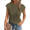 New Women's Solid Textured Crew Neck Loose Short Sleeve T-shirt Top, Casual Casual Top for European American, For Amazon Independent Station