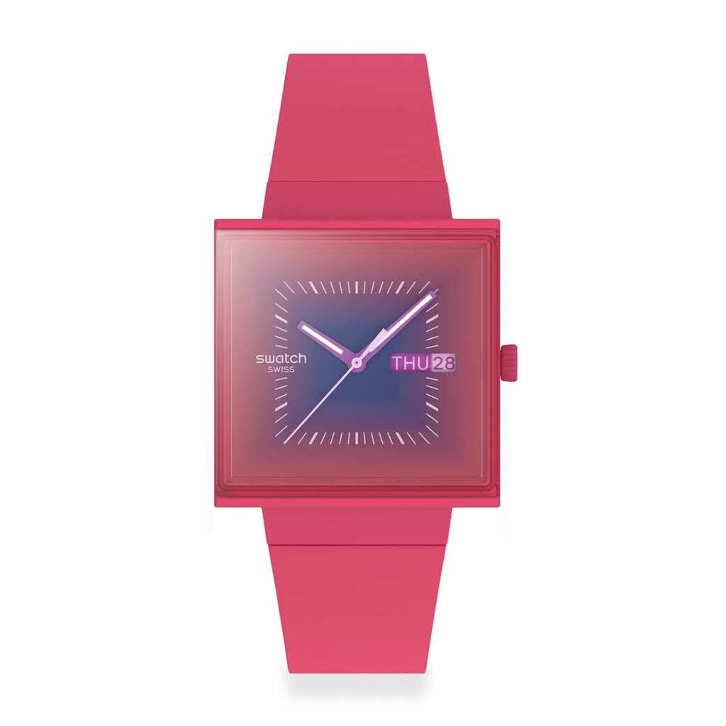 Swatch Square Bioceramic Squarely Berry Watch, SO34R700, Unisex