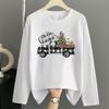 (Asian Size) Christmas New Year Graphic Tee Women Autumn Winter Spring Casual Fashion Top O-neck Clothing Print T Shirt Long Sleeve T-shirts