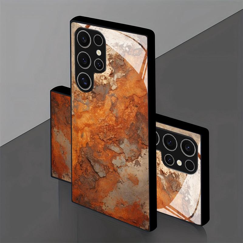 Coque de téléphone 2D Motif Texture Rouille pour Samsung S26 S25 S24 S23 S22 S21 S20 A56 A36 A16 Housse de Protection en Verre Trempé