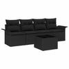 Garden Sofa Set with Cushions 5 Pcs Black Poly Rattan
