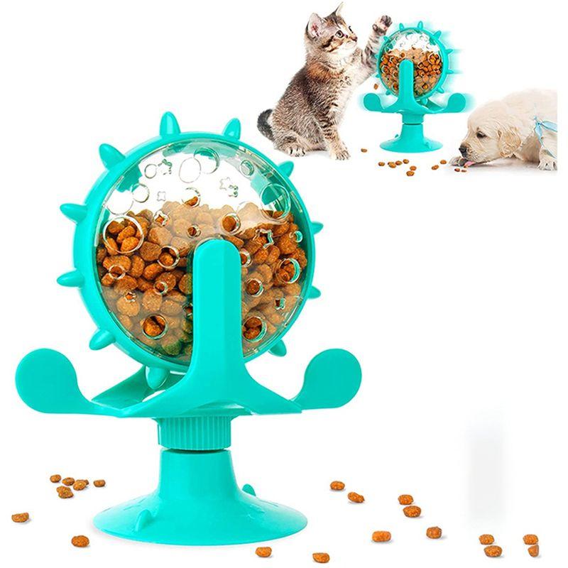 M-Chien Puzzle Interactif Chat Mangeoire Lente Moulin à Vent Distributeur de Friandises Chien Avec Ventouse Puissante Friandise pour Animal de Compagnie