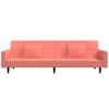 2 Seater Sofa Bed with 2 Pillows Pink Velvet