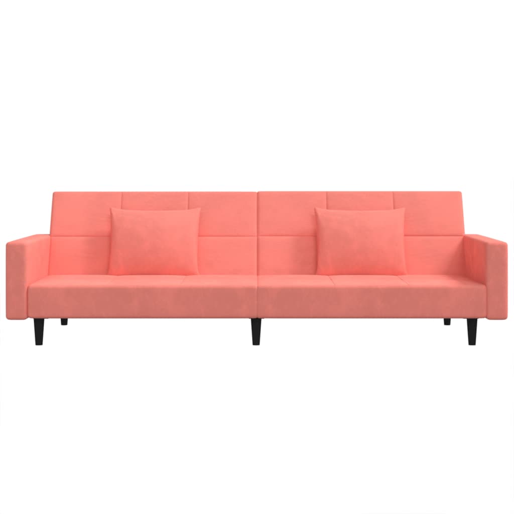 2 Seater Sofa Bed with 2 Pillows Pink Velvet