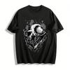 Dunkler Stil Tier Totenkopf Print Trendiges Cooles Lässiges Kurzarm T-Shirt Reines Baumwoll T-Shirt