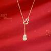 Micro-inlaid Fulu Gourd Necklace for Women with Light Luxury Niche Temperament Exquisite Diamond Chinese Style Tassel Pendant Collarbone Chain