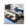 Upholstered Bed - MUVOE - 140 X 200 Cm - USB - LED Lighting - Under-bed Storage
