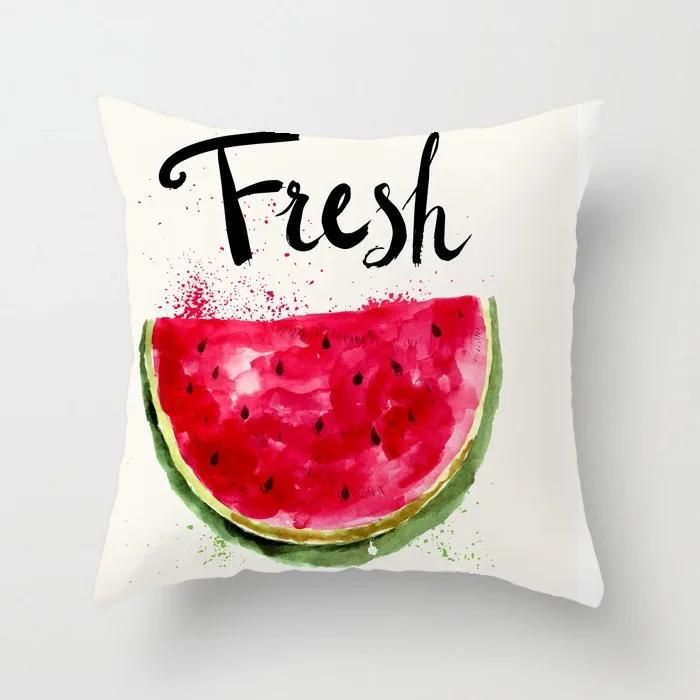 Housse de coussin de siège de bureau de luxe pour décoration intérieure de maison, imprimé créatif de dessin animé pastèque banane, housse d'oreiller tendance