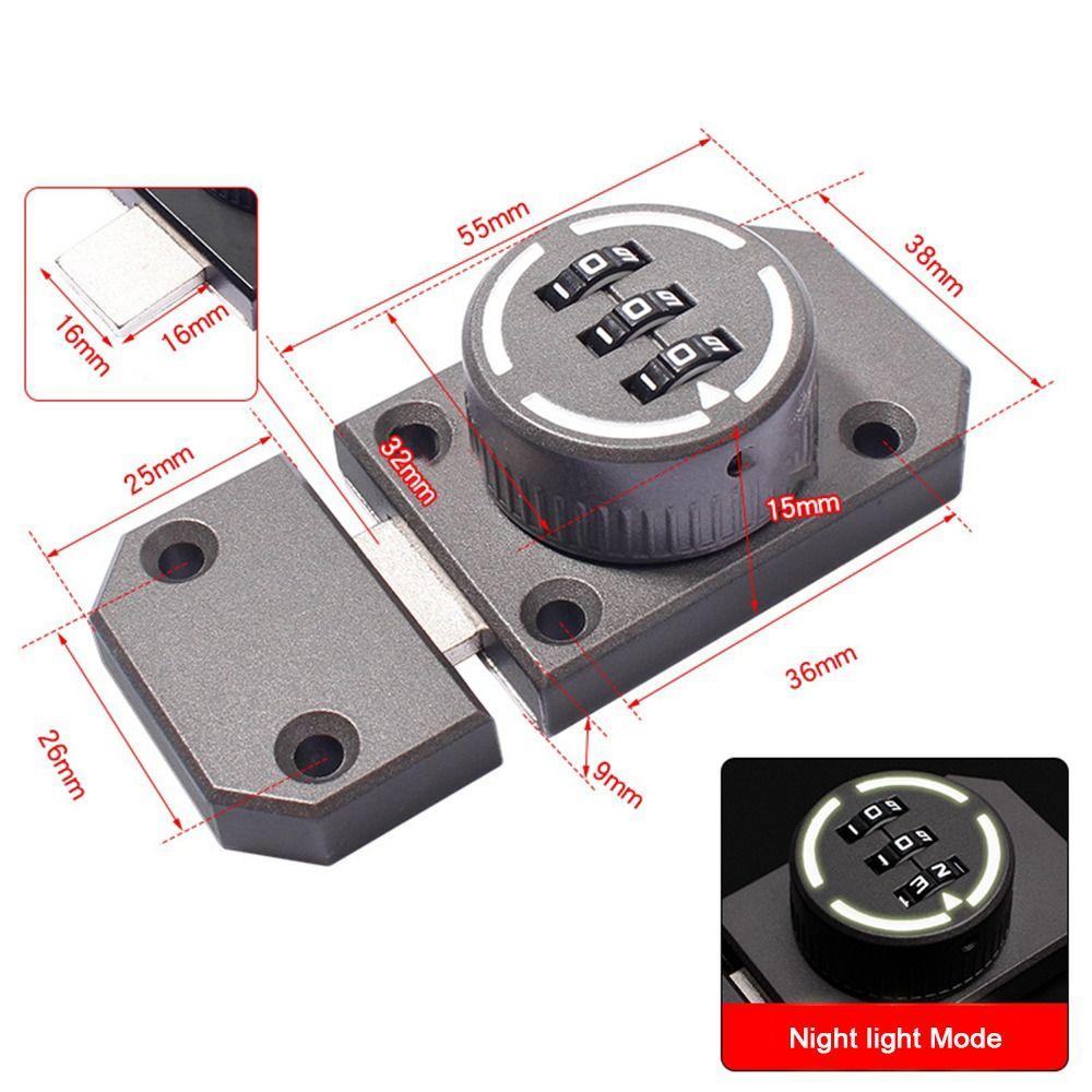 New Zinc Alloy Cabinet Password Locks Home Security 3 Digit Coded Combination Coded Lock Anti-Theft Luminous Coded Lock Cabinet