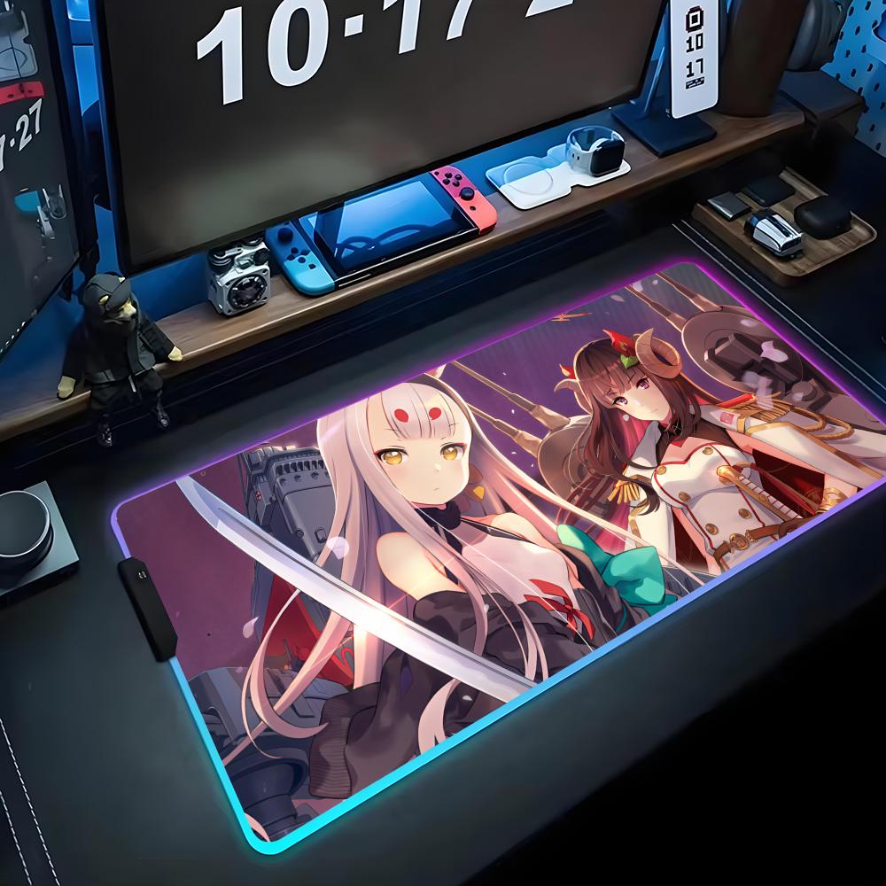 Azur lane Muismat RGB Gaming Muismat Grote LED Mat PC Bureau Mat Lichtgevende Muismat Grote Toetsenbordmatten Tafelkleed Met Achtergrondverlichting