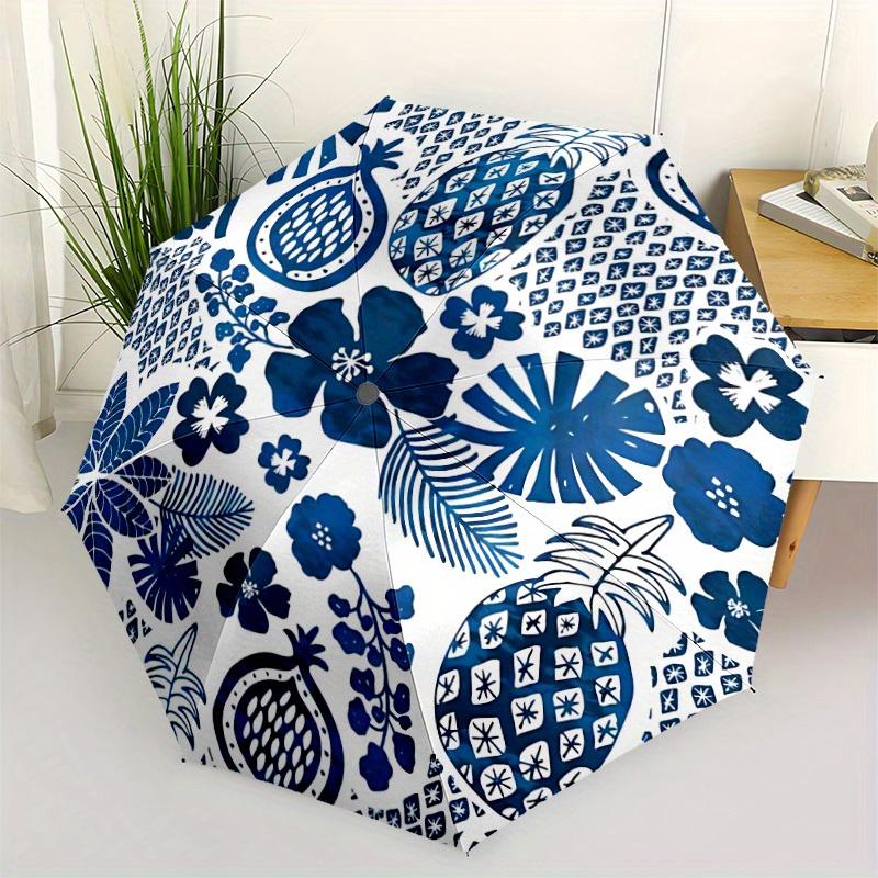 1pc Pineapple Floral Automatic Open/Close Umbrella with One Touch Button,, Windproof Design Lightweight Portable Umbrella for Women & Men6133