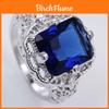 Eleganter Blauer Vintage-Ring mit Saphirstein und Silberplattierung für Damen