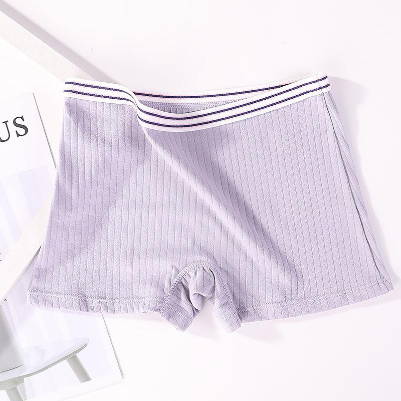 Culottes Boxer Simples Sans Coutures Respirantes à Rayures et Couleur Unie pour Femmes Grande Taille