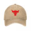 Brahma Bull The Rock Project Gym Denim Baseball Cap Red Logo Outdoor Sun Trucker Hat Summer Unisex Sun Protection Snapback Cap