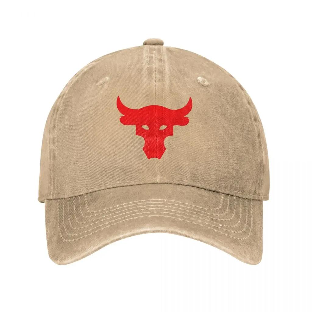 Brahma Bull The Rock Project Gym Denim Baseball Cap Red Logo Outdoor Sun Trucker Hat Summer Unisex Sun Protection Snapback Cap