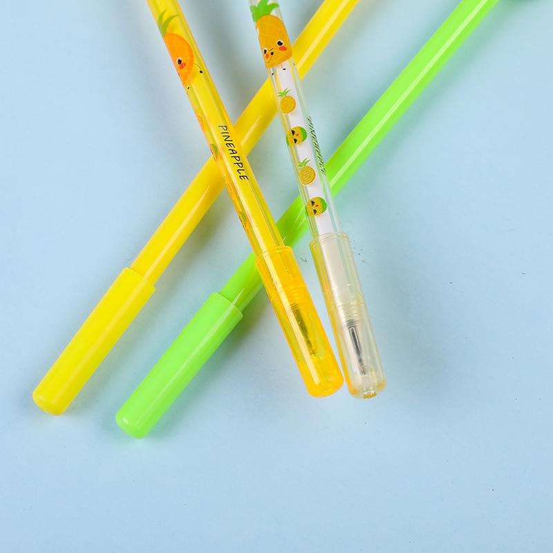 Back To School Season 10pcs 0.5mm Creative Pineapple Sequin Neutral Pen Fruit Shape Black Water Pen Student Gift Prize Stationery