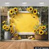 2D Summer Sunflower Backdrop, Rustic Wood Fence & Bee Photo Booth Banner