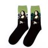 Sternennächtliche Nacht Baumwolle Lustige Malerei Socken Damen Herren Western Mona Lisa Kuss Ölgemälde Retro-klassische Serie Paarsocken