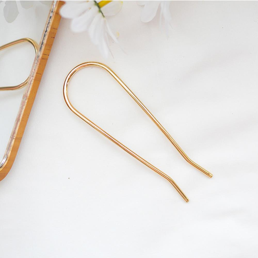 Metal U-Shaped Hair Fork Elegant Simple Alloy Long Thick Hair French Hairpin Hair Stick Women Girls Hair Clip Hair Accessories