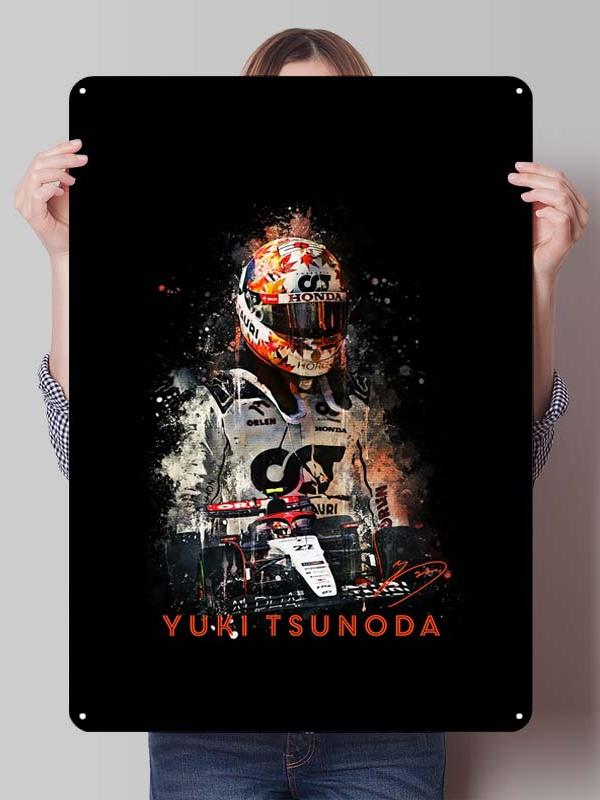Yuki Tsunoda Racer Posters F1 Racing Metal Signs Decor for Room Decoration Custom Tin Plates for Wall Art Decoration Retro Home